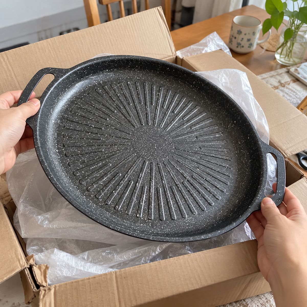 Padella grill universale per fornelli a gas, piani a induzione e fiamma libera