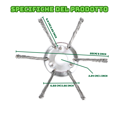 Spazzola Universale a 6 Fili in Acciaio Intrecciato - Forza Insuperabile, Pulisce Ogni Terreno