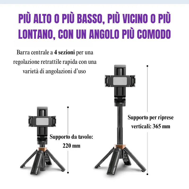 Pocketflex Mini Tripod 2025 📷 Treppiede e selfie stick 3 in 1 con telecomando Bluetooth per catturare momenti indimenticabili