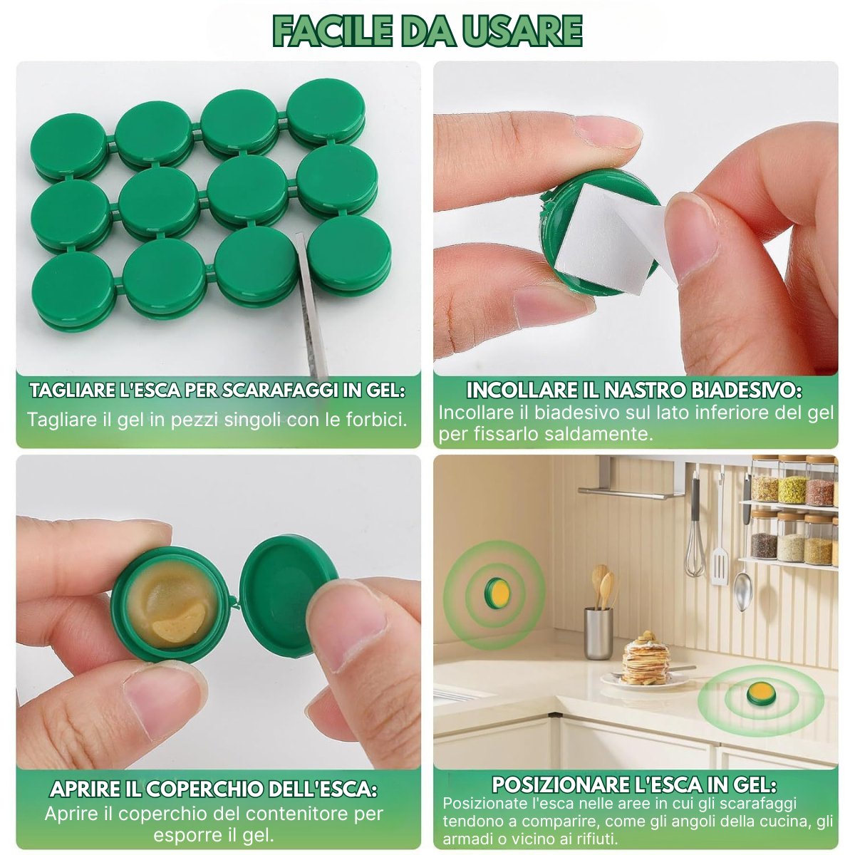 Set Di Esche Biologiche Per Scarafaggi – Azione Rapida, Senza Odore, Non Tossico, Sicuro Per Bambini E Animali Domestici
