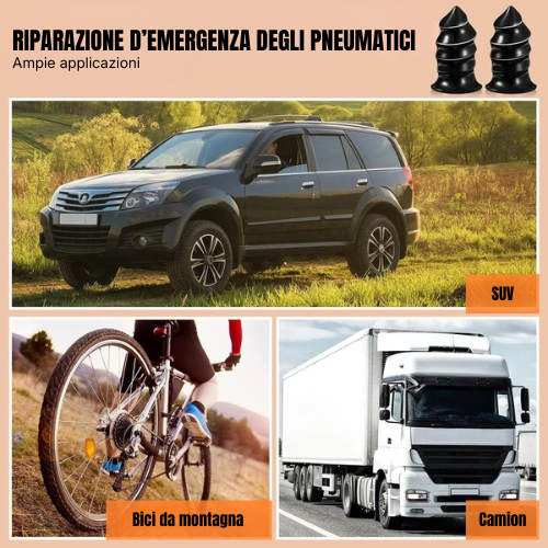 Kit 40 Chiodi in Gomma per Pneumatici Tubeless (con Cacciavite) — Riparazione Rapida Senza Smontare la Ruota