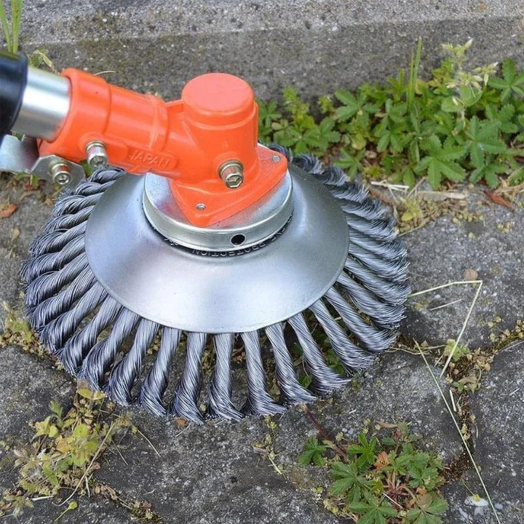 Lama da taglio per erba in filo d’acciaio super resistente a 360° (incluso kit di adattatori)