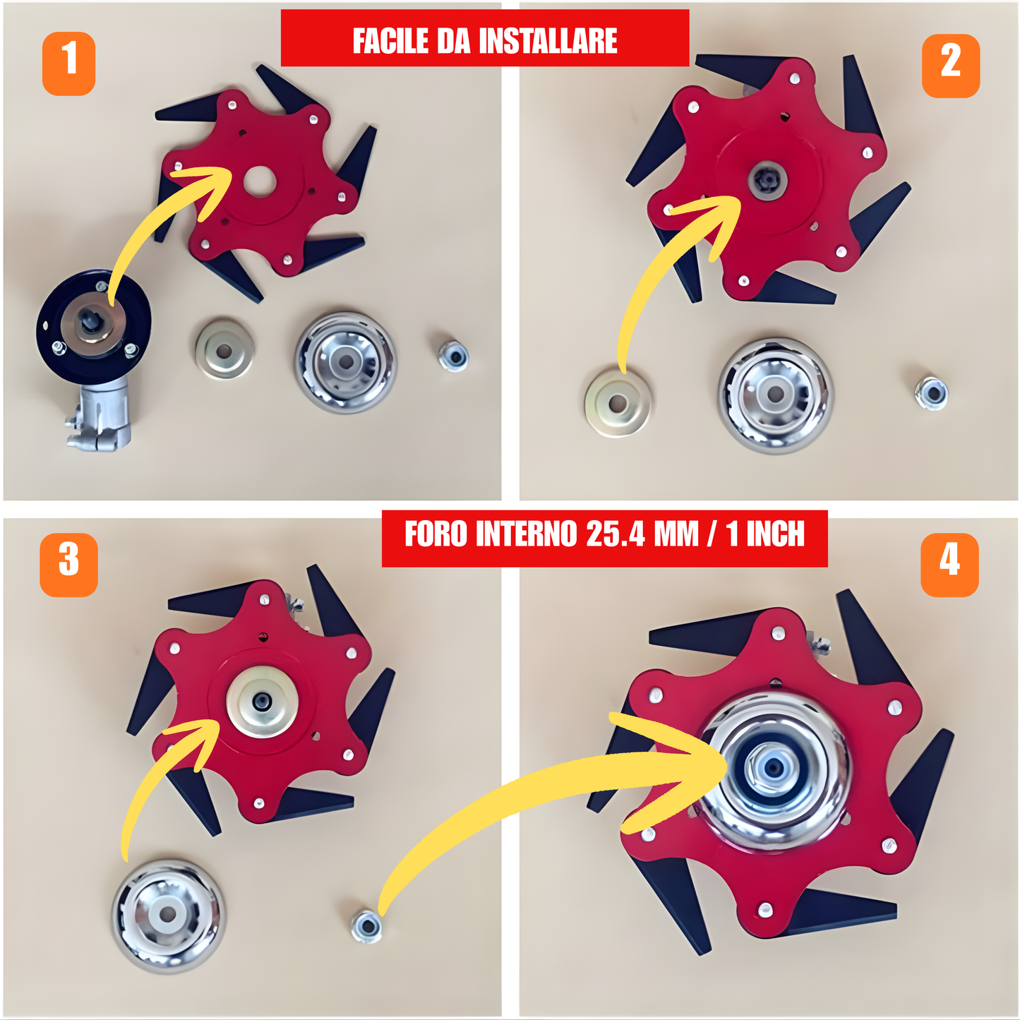 Lama per prato con 6 denti in acciaio (Accessori inclusi)