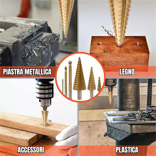 TitanDrill™ – Set di Punte a Gradini in Titanio