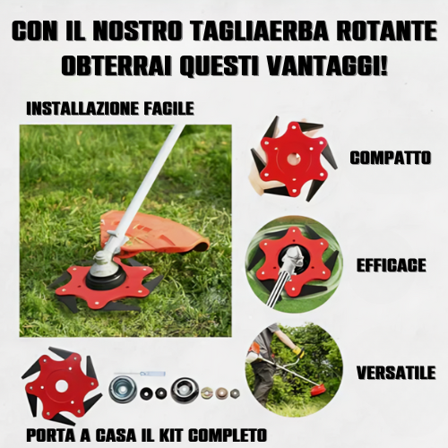 Lama Per Prato Con 6 Denti In Acciaio (Accessori Inclusi)