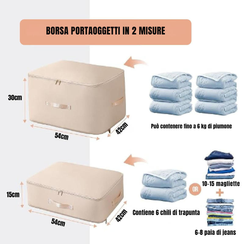 Borse Organizer a Compressione Automatica per Piumoni, Vestiti, Coperte, Impermeabili e Antiumidità (54x42x30cm)