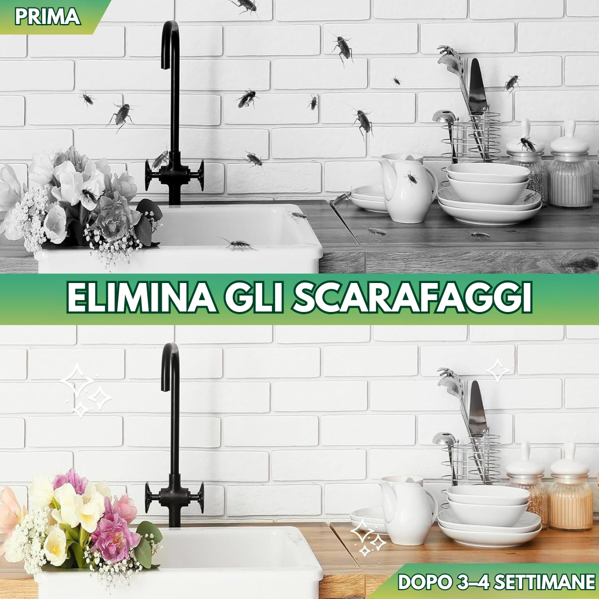 Set Di Esche Biologiche Per Scarafaggi – Azione Rapida, Senza Odore, Non Tossico, Sicuro Per Bambini E Animali Domestici