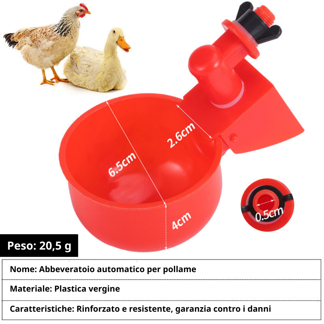 Abbeveratoio Automatico Per Pollame (Per Galline E Uccelli) - Include Una Sega A Tazza