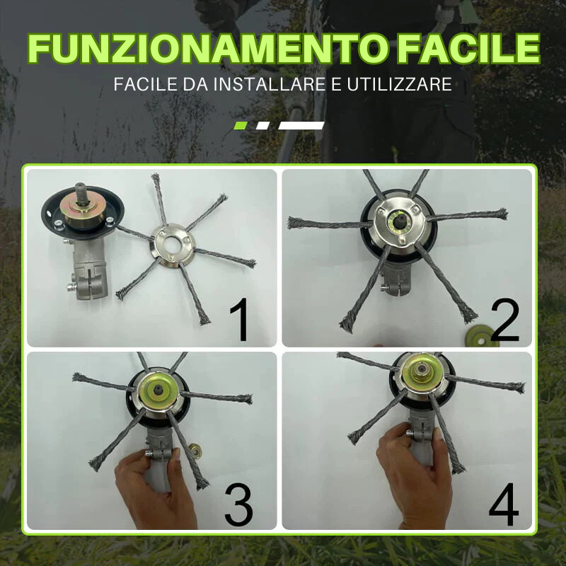 Testina Di Decespugliatore In Acciaio A 6 Fili – Potenza E Precisione In Ogni Taglio (Include Kit di Adattatori)