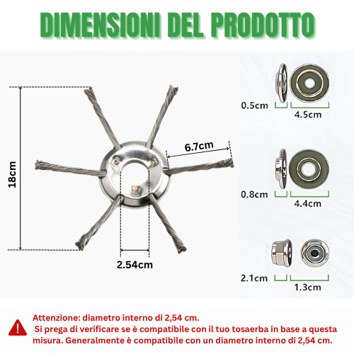 La Testa Del Tagliaerba Ha 6 Rami Intrecciati Con Filo D'Acciaio Resistente