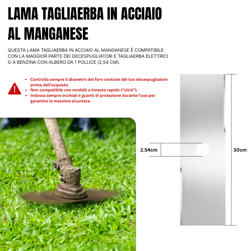 Lama Tagliaerba Da 30cm – Accessorio Per Testa Di Taglio, Lama Per Decespugliatori E Tagliaerba Elettrici O A Benzina, Adatta Agli Strumenti Da Giardinaggio