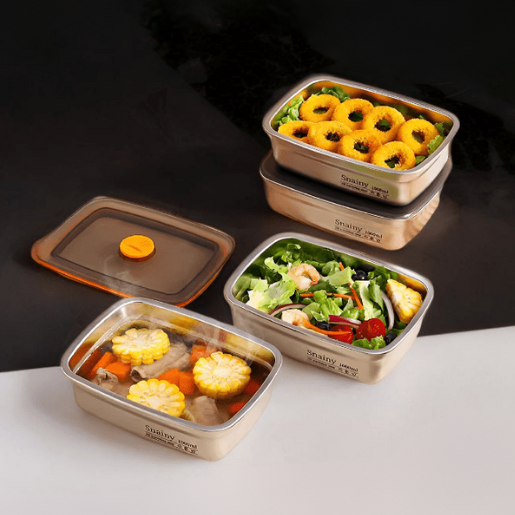 Scatola per alimenti sottovuoto antibatterica in acciaio inox 316 (19x14x6cm)