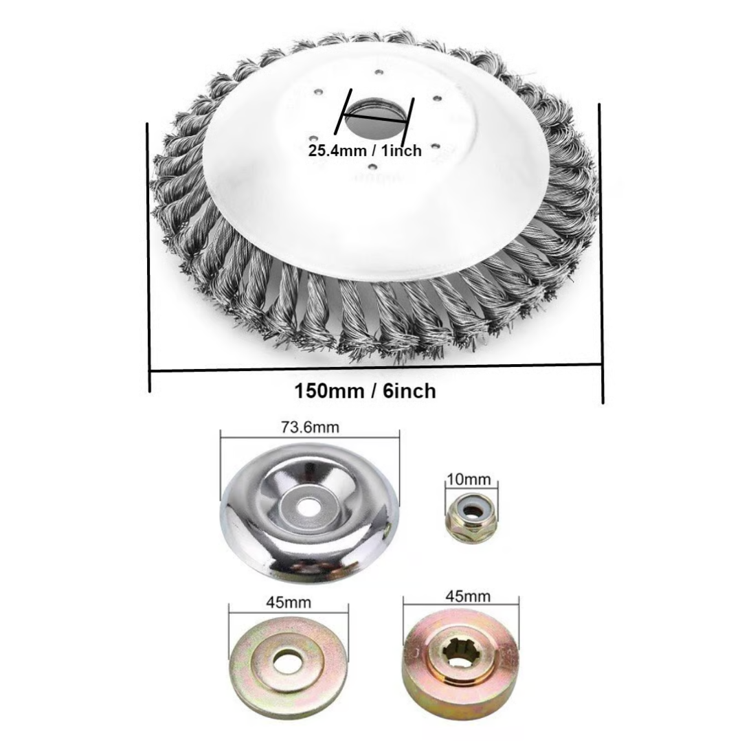 Lama da taglio per erba in filo d’acciaio super resistente a 360° (incluso kit di adattatori)