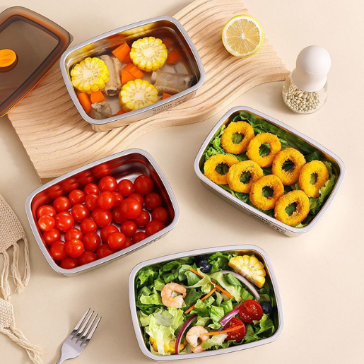 Scatola per alimenti sottovuoto antibatterica in acciaio inox 316 (19x14x6cm)