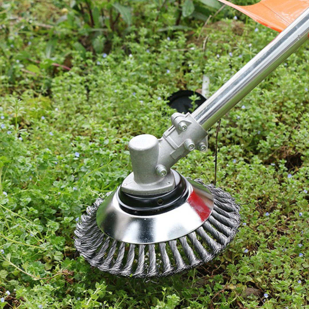 Lama da taglio per erba in filo d’acciaio super resistente a 360° (incluso kit di adattatori)