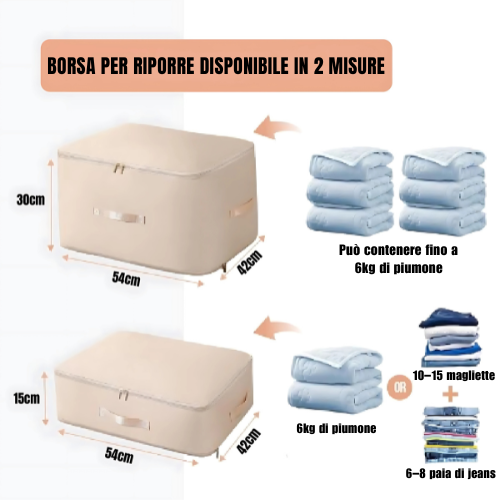 Borse Organizzatrici a Compressione Automatica per Piumoni, Vestiti, Coperte, Impermeabili e Antiumidità (54x42x30cm)