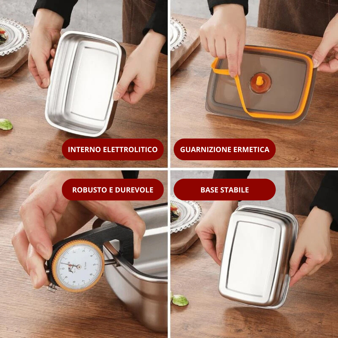 BestSeller™ - Scatola Per Alimenti Sottovuoto Antibatterica In Acciaio Inox 316 (19x14x6cm)