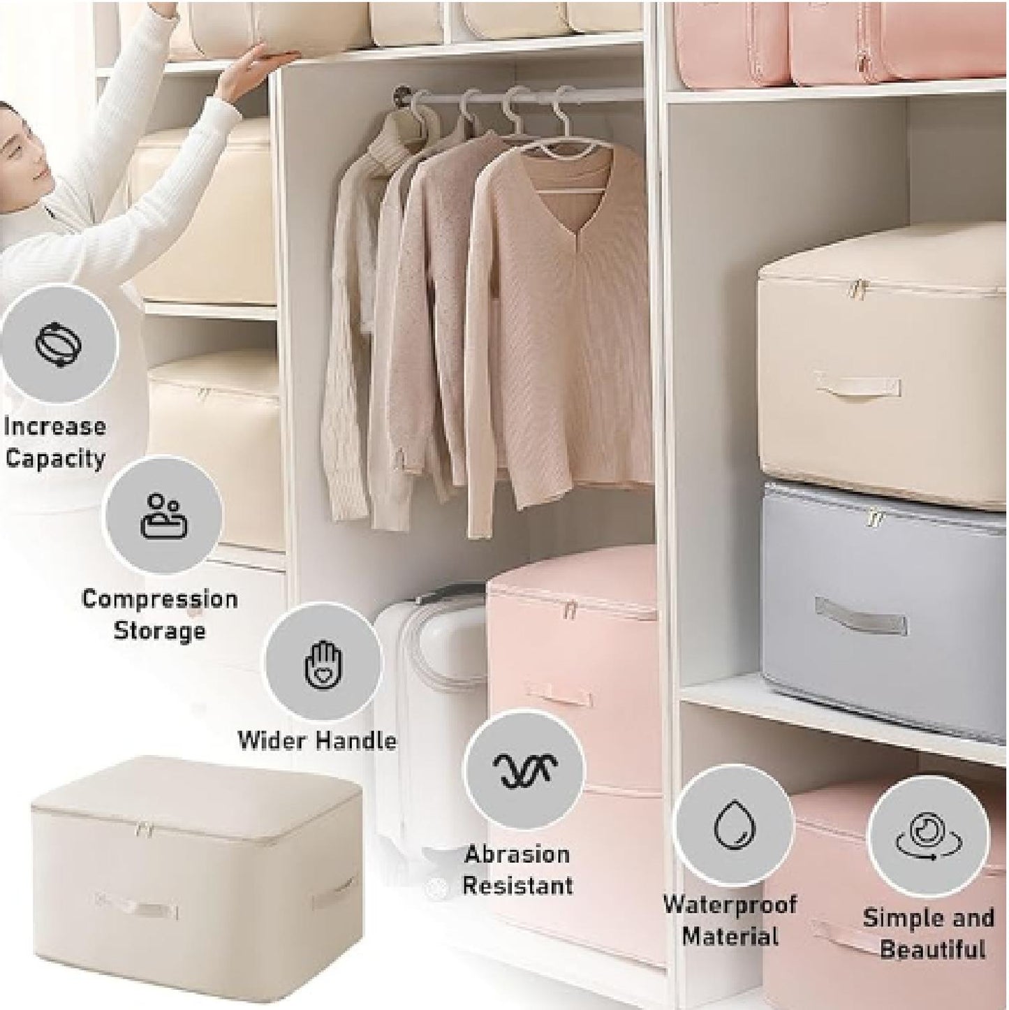 Borse Organizer a Compressione Automatica per Piumoni, Vestiti, Coperte, Impermeabili e Antiumidità (54x42x30cm)