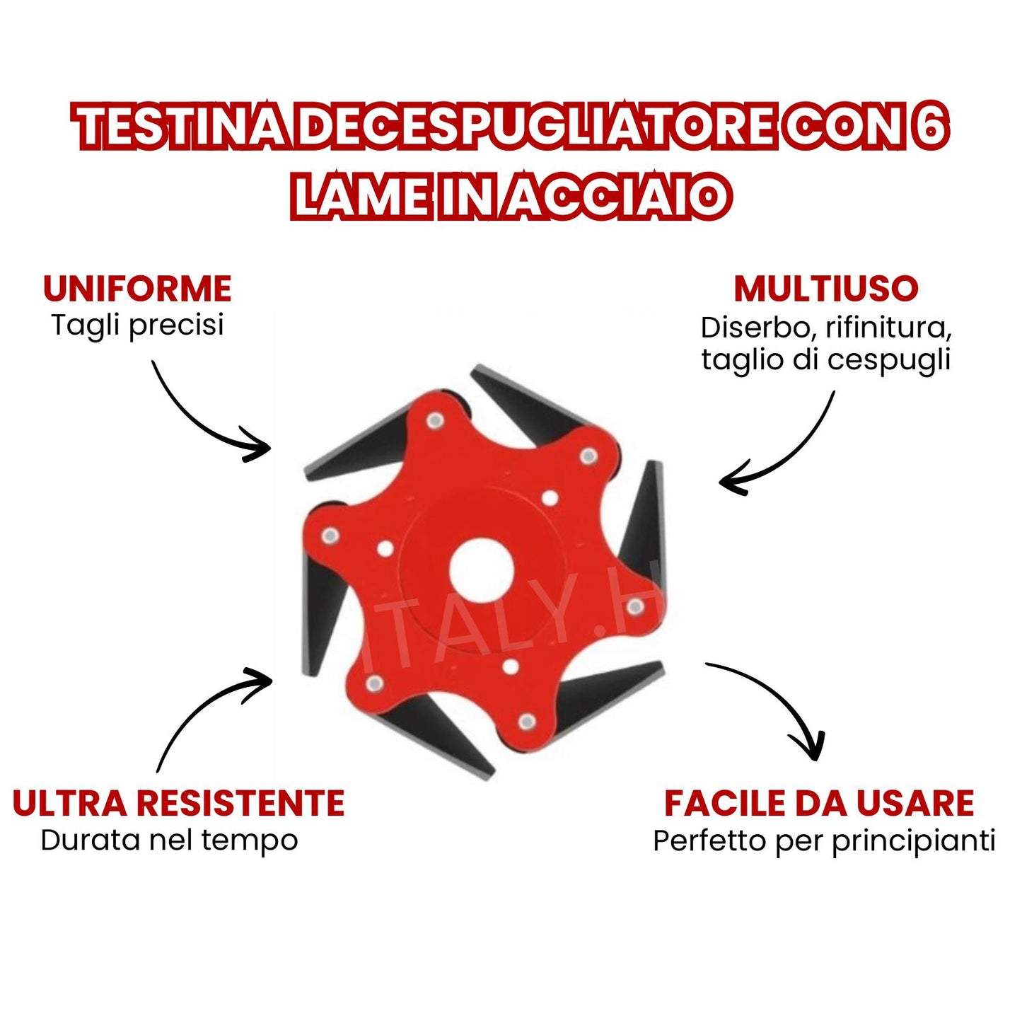 Lama Per Decespugliatore A 6 Denti Rotante A 360° Per Erbacce Dure E Resistenti!