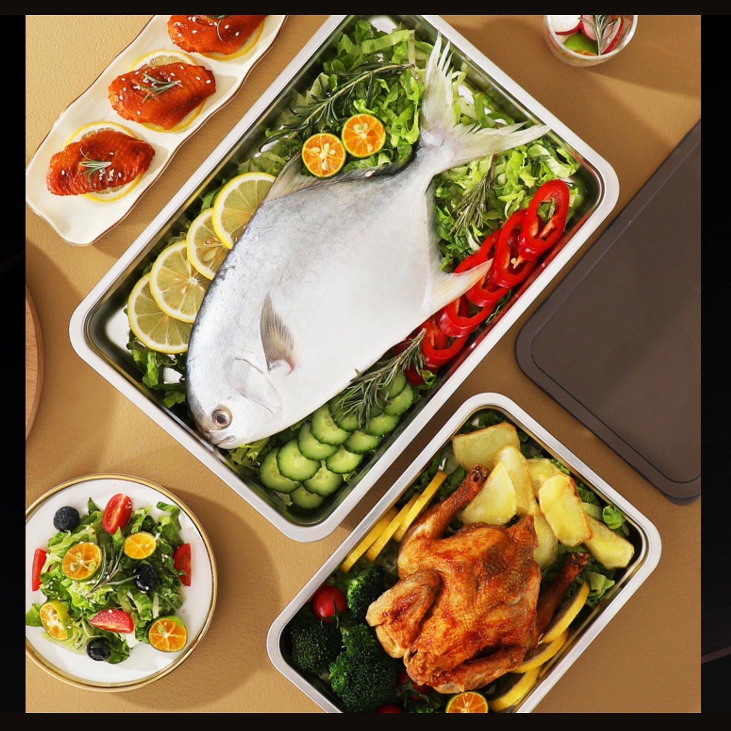 Set Di 2 Contenitori Per Alimenti Da 2500ml A Prova Di Perdite Con Coperchi, Perfetti Per Picnic, Ufficio E Vaggi (30*25*5cm)