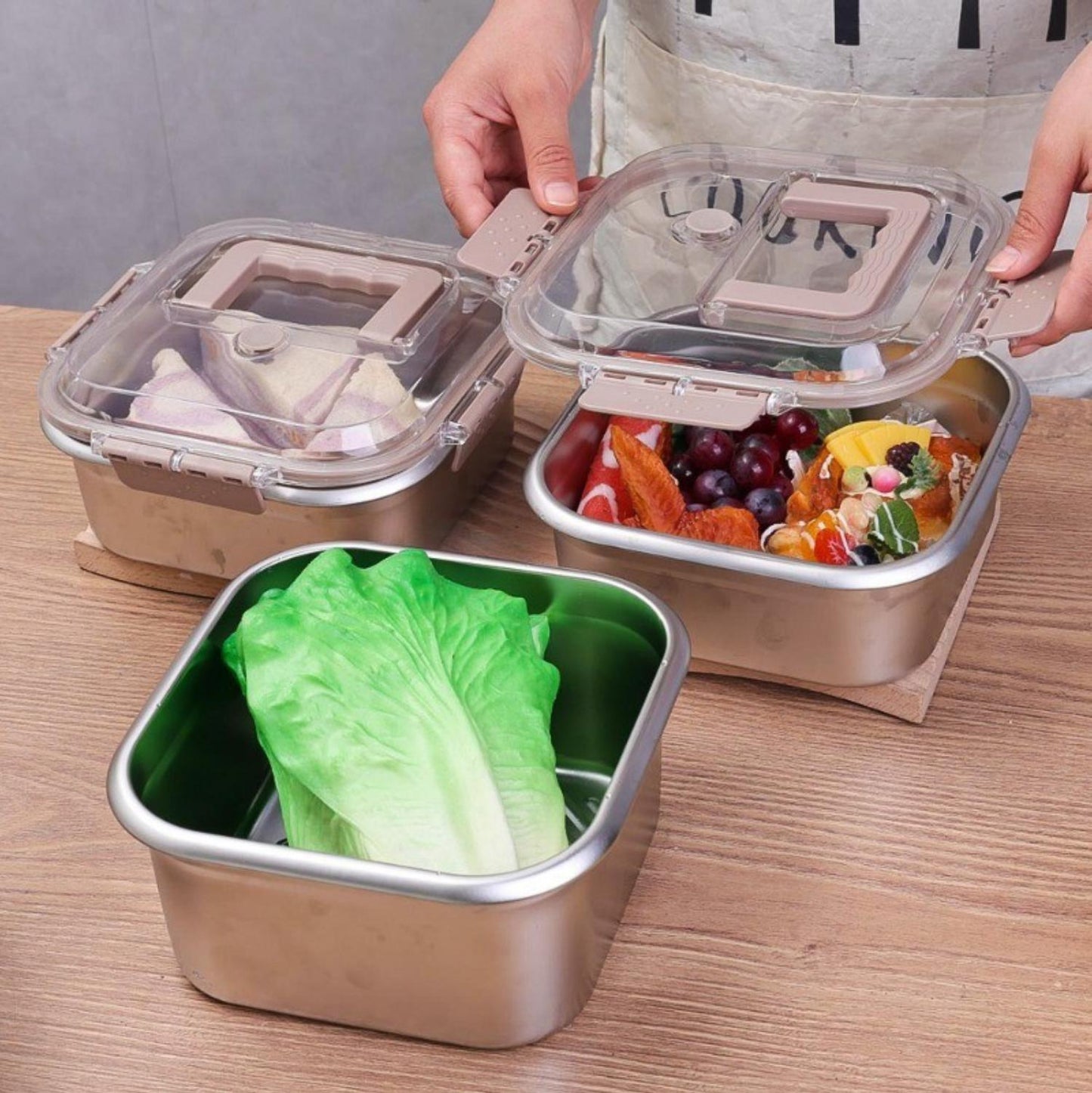 Scatola Per Il Pranzo In Acciaio Inossidabile Contenitore Per Alimenti A Prova Di Perdite 2500ml