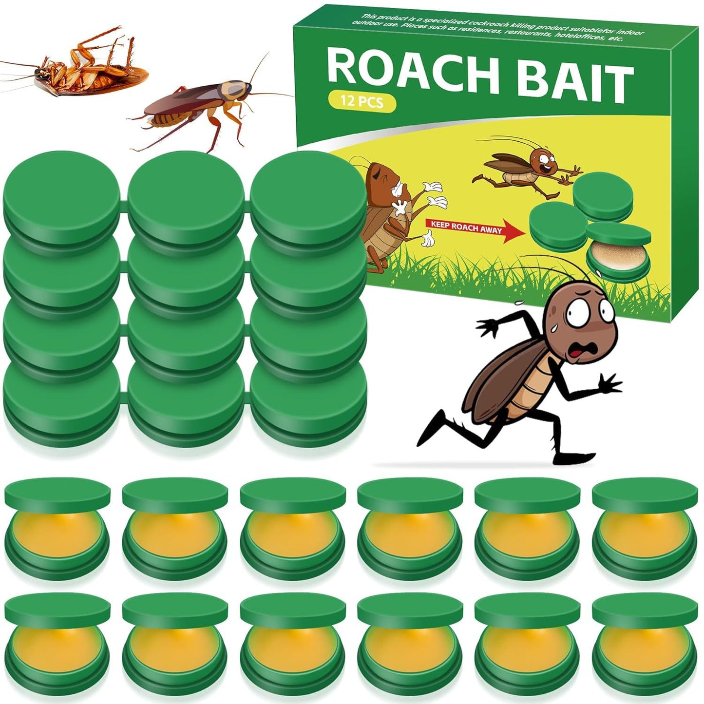 Set Di Esche Biologiche Per Scarafaggi – Azione Rapida, Senza Odore, Non Tossico, Sicuro Per Bambini E Animali Domestici