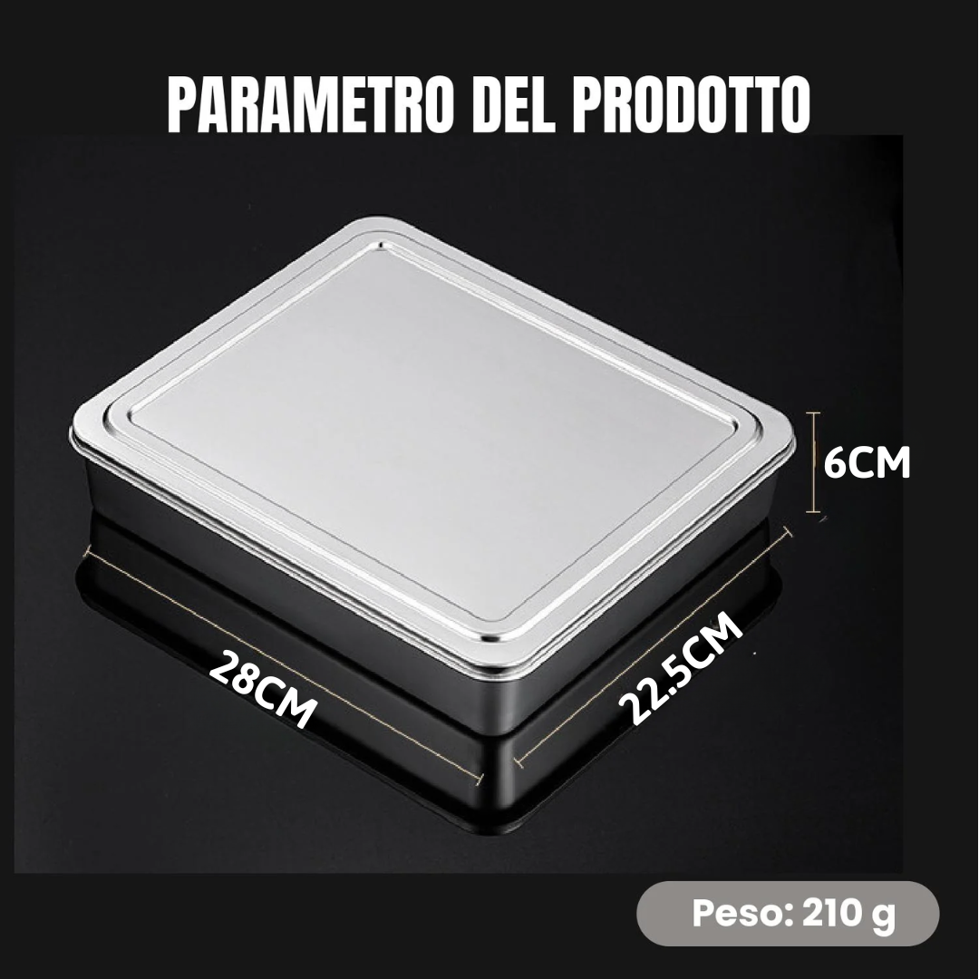 Scatole Di Servizio In Acciaio Inox Con Coperchio In Acciaio (22x15x6 cm)