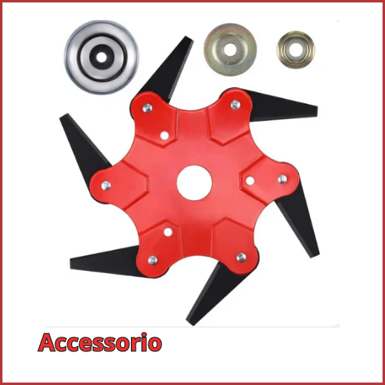 Lama per prato con 6 denti in acciaio (Include Kit di Adattatori)