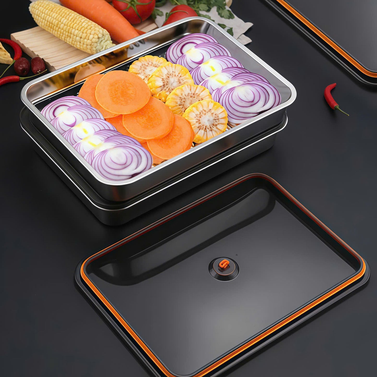 Contenitore Ermetico Multifunzionale in Acciaio Inox 304 (22cm*15cm*6cm)