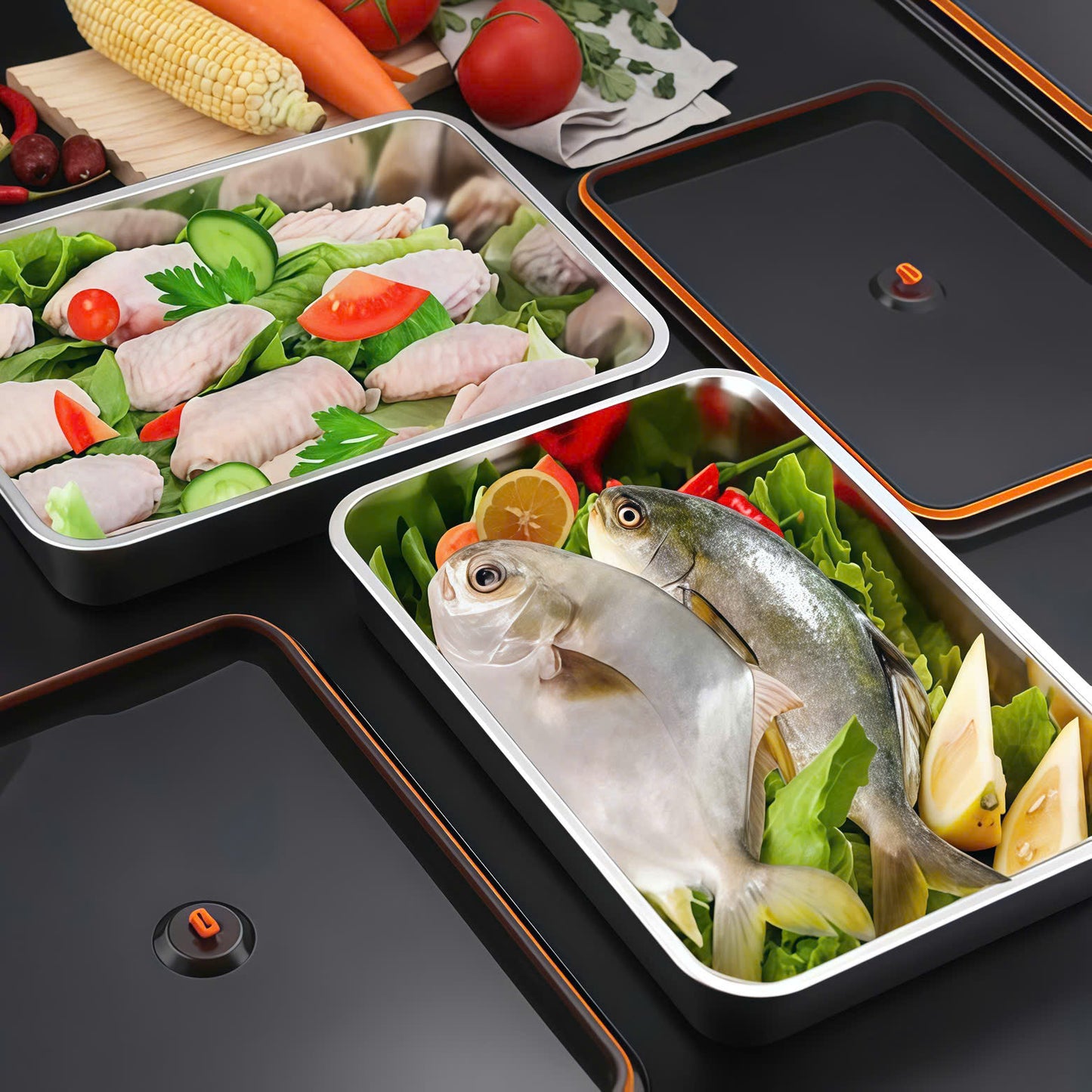 Contenitore Ermetico Multifunzionale in Acciaio Inox 304 (22cm*15cm*6cm)