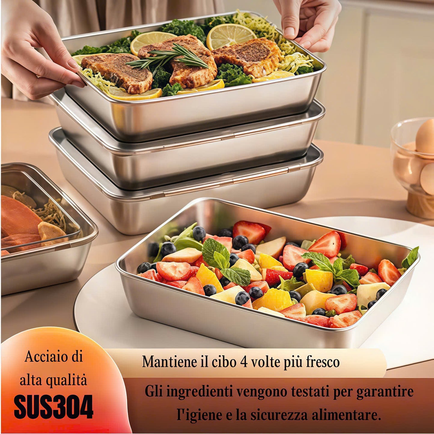Contenitore per alimenti in acciaio inossidabile 304 di alta qualità