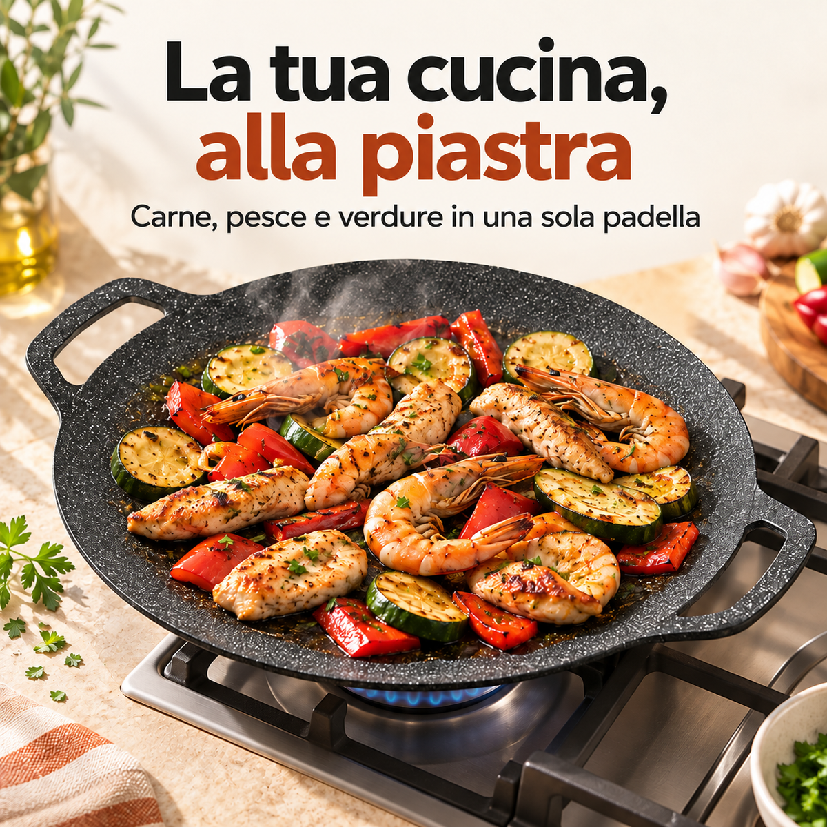 Padella multiuso antiaderente a 6 strati, compatibile con fornelli a gas, a induzione, elettrici e in vetroceramica