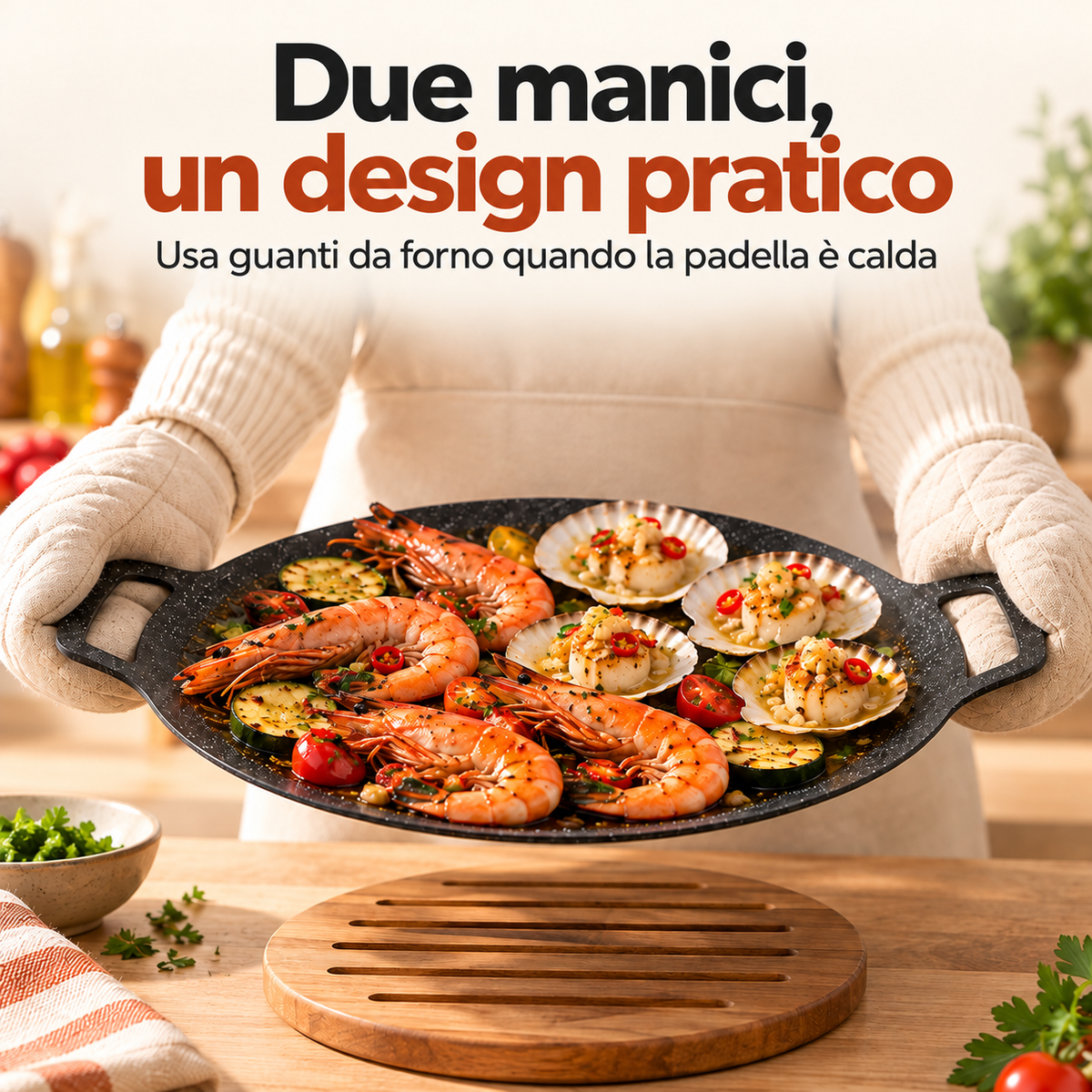 Padella multiuso antiaderente a 6 strati, compatibile con fornelli a gas, a induzione, elettrici e in vetroceramica