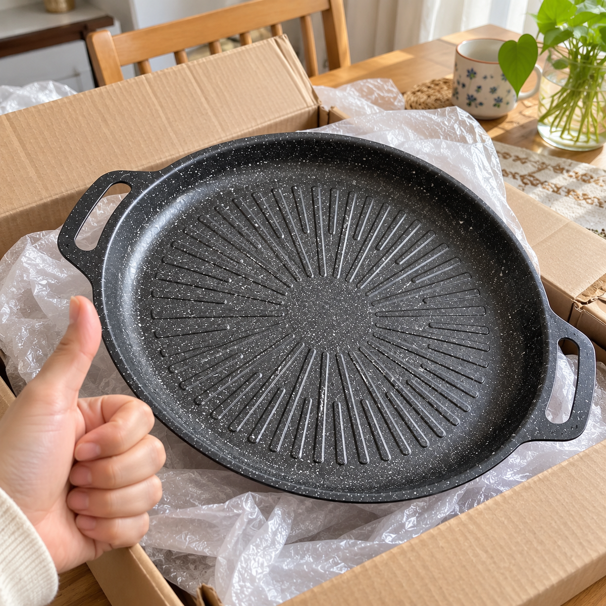 Padella grill universale per fornelli a gas, piani a induzione e fiamma libera