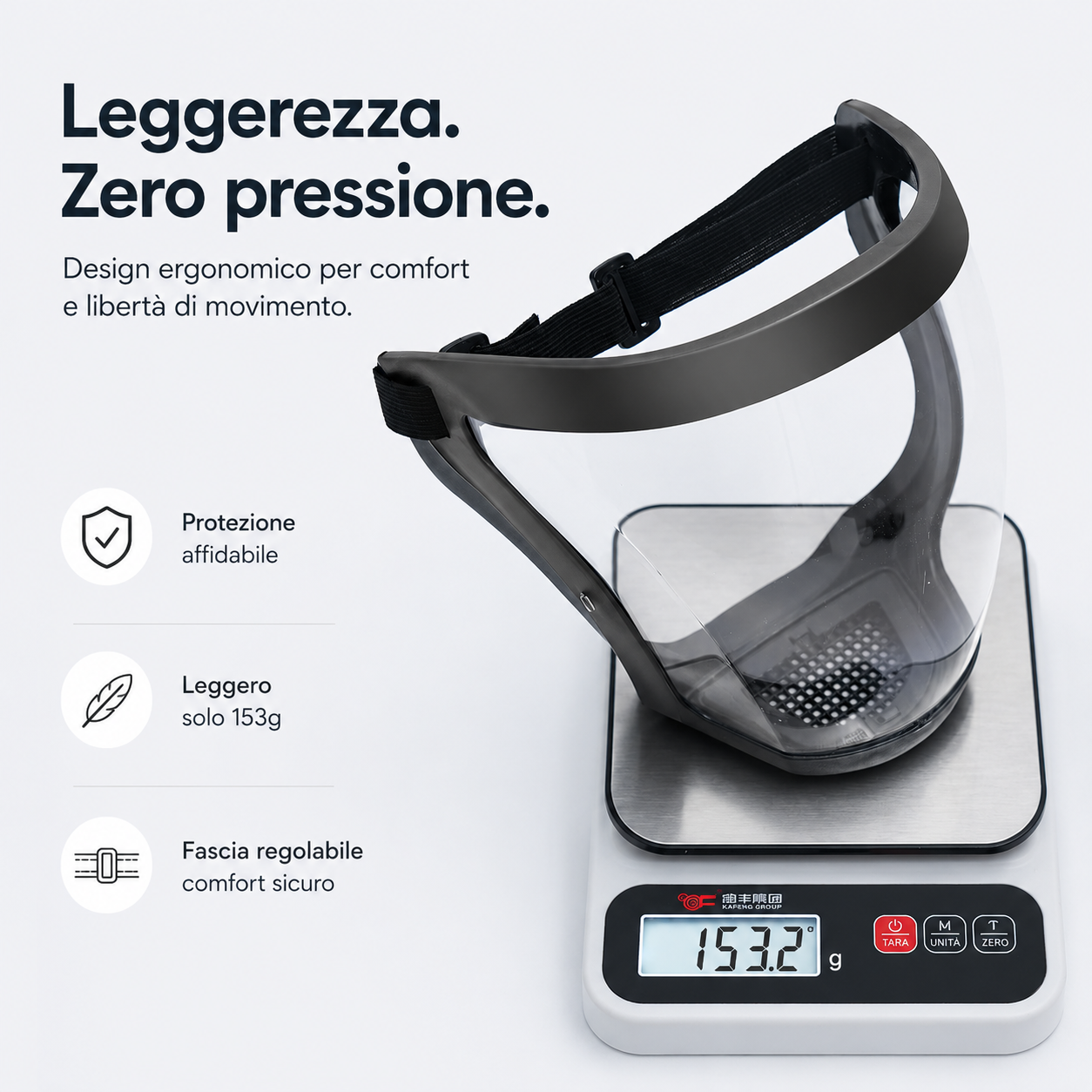 Maschera Protettiva Integrale Antifog, Antiurto e Comoda da Indossare Tutto il Giorno