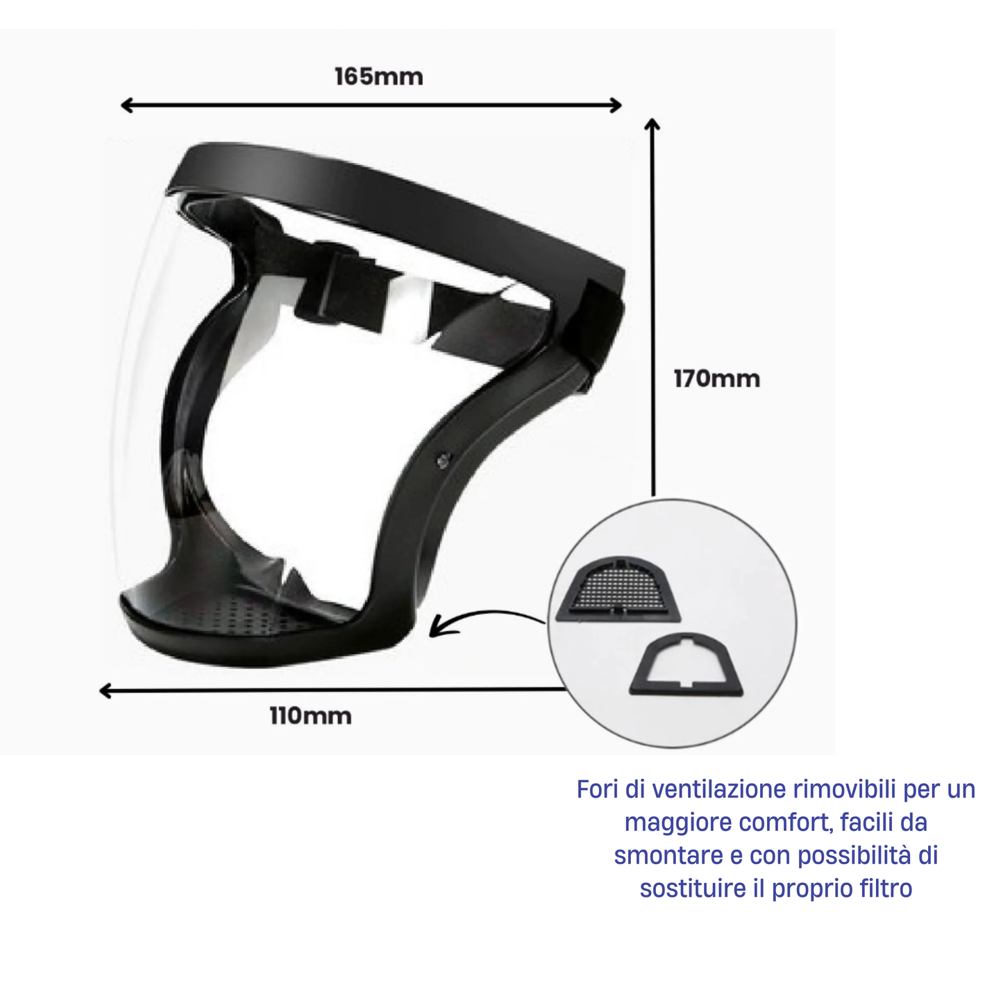 Visiera Protettiva Anti-Polvere, Anti-Nebbia e Anti-Schegge