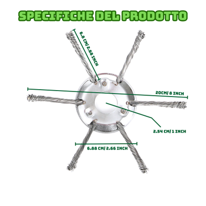 Spazzola Universale a 6 Fili in Acciaio Intrecciato - Forza Insuperabile, Pulisce Ogni Terreno