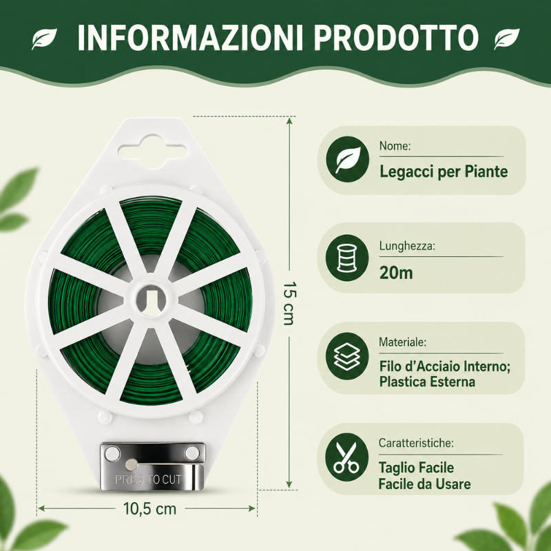 Set da 3 rotoli di filo per piante in stile Giapponese – 20m per rotolo – guida la crescita, sostiene i rami e protegge il fusto