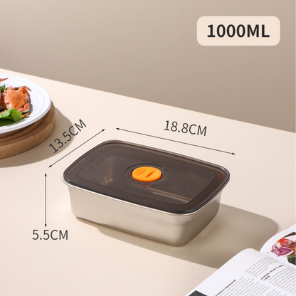 Contenitore per alimenti sottovuoto in acciaio inox antibatterico grande da 1000 ml (19 x 14 x 6cm)