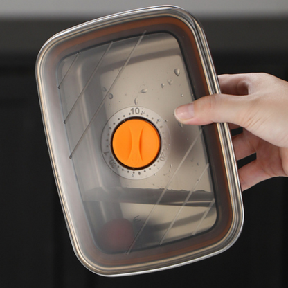 Grande contenitore ermetico per alimenti in acciaio inox antibatterico – 1500 ml (19 x 14 x 8 cm)