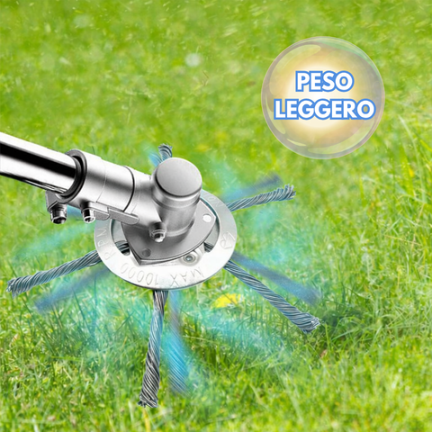 Testina per decespugliatore a 6 spazzole in acciaio ultra resistente (kit adattatore incluso)