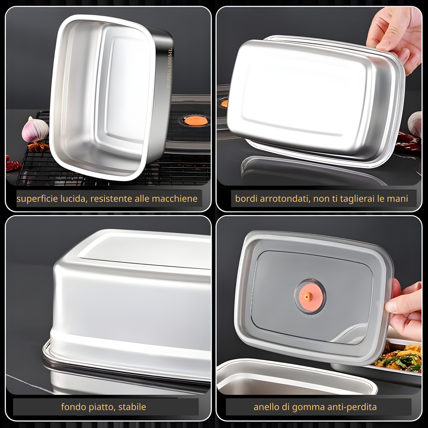 Contenitore Ermetico Sottovuoto 1000ml | Salva-Freschezza | Anti-Odore, Impilabile