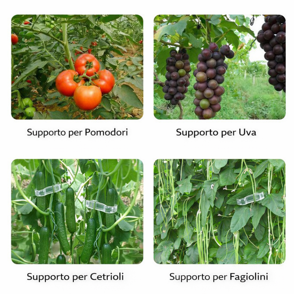 Clip professionali per piante 100pcs  – Ideale per Pomodori e Orto (Fissaggio Stabile e Riutilizzabile)