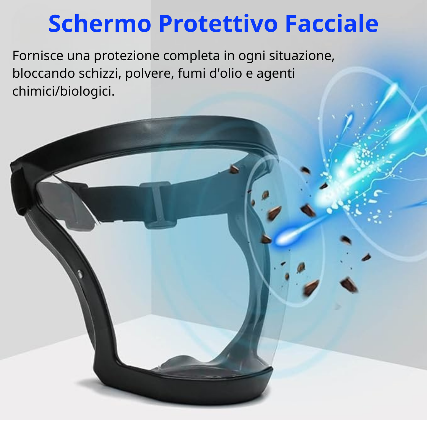 Maschera con visiera per la protezione completa di viso e occhi: Blocca efficacemente polveri sottili e agenti nocivi esterni