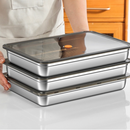 Contenitore ermetico per alimenti in acciaio inox 304 – formato grande (22×15×6 cm)
