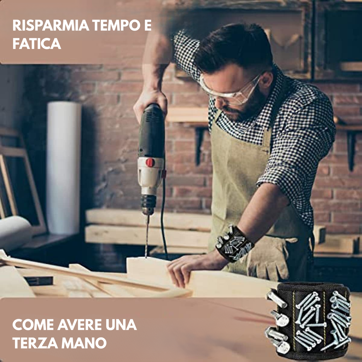 Bracciale magnetico porta viti e attrezzi