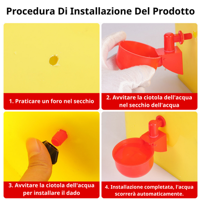 Abbeveratoio Automatico Per Pollame (Per Galline E Uccelli) - Include Una Sega A Tazza