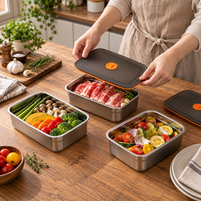 Best Seller | Contenitore Premium SUS316 con Coperchio Sottovuoto (19×14×6 cm)