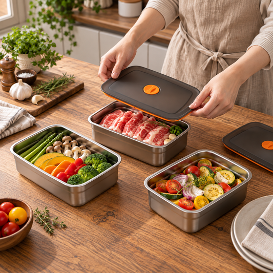 Best Seller | Contenitore Premium SUS316 con Coperchio Sottovuoto (19×14×6 cm)