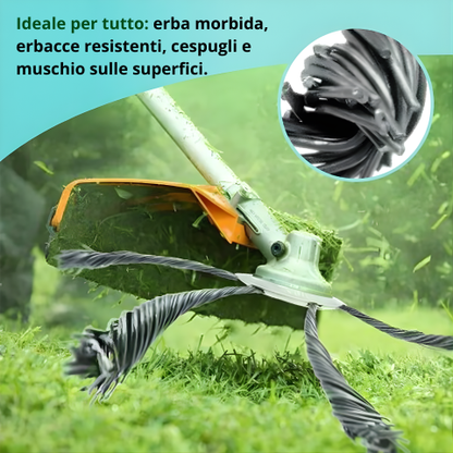 Testina per decespugliatore a 6 spazzole in acciaio ultra resistente (kit adattatore incluso)